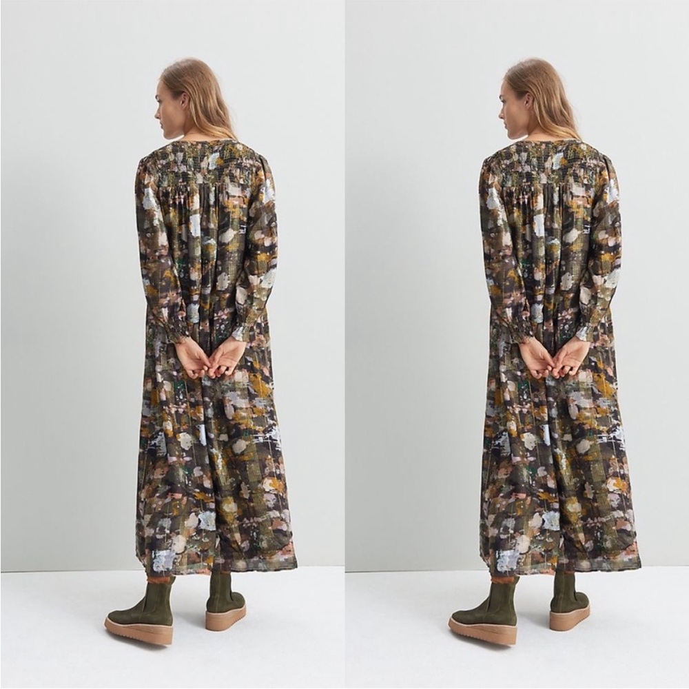 Anthropologie brown/gold midi dress M - Picture 8 of 8